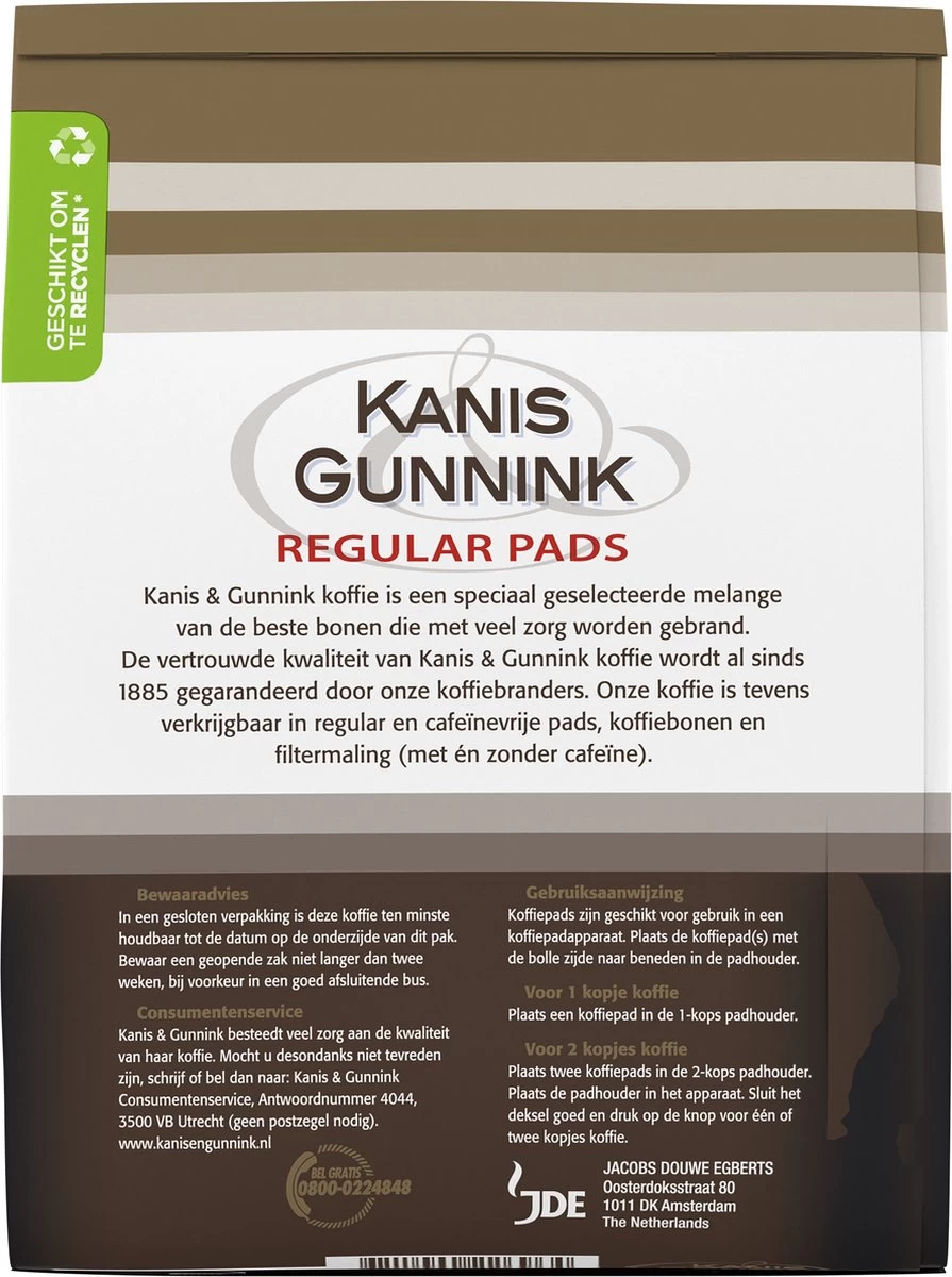 Kanis & Gunnink Regular Koffiepads - 10 X 36 Pads 5 Kanis & Gunnink Regular Koffiepads - 10 X 36 Pads - Afbeelding 3