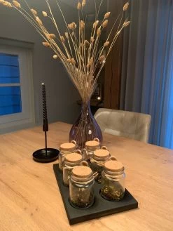 Theeplank Black Edition Met 6 Potjes En Houten Lepel Voor Thee Theeplateau ( Vervanger Van Theedoos ) MeubelZwagerij -Koffie Series Winkel 900x1200 8