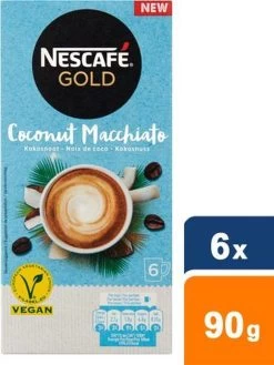Nescafé Gold Coconut Macchiato Oploskoffie - 6 Doosjes à 6 Zakjes -Koffie Series Winkel 901x1200